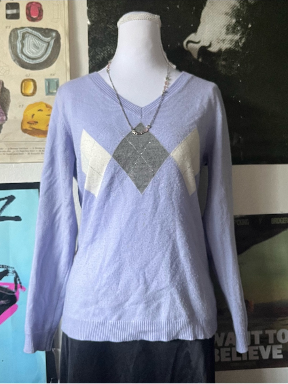 🍐 Soft & Cozy Y2K Argyle Sweater 🍐